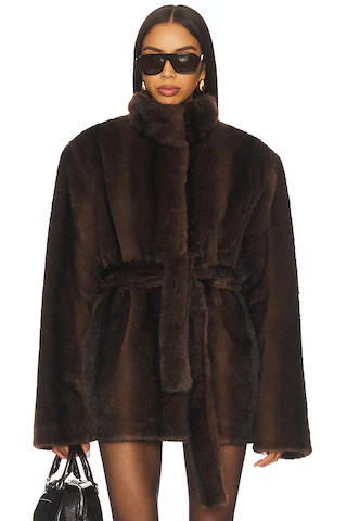 Lovers and Friends x Christina Elezaj Andrea Faux Fur Jacket in Dark Brown from Revolve.com | Revolve Clothing (Global)