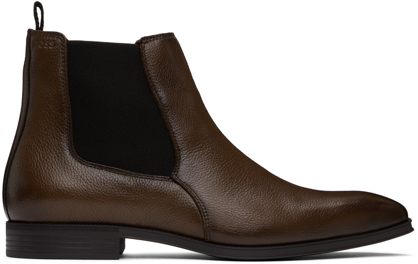 BOSS Brown Leather Chelsea Boots | SSENSE