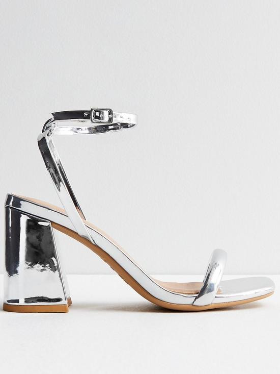 Silver 2 Part Block Heel Sandals | Very (UK)