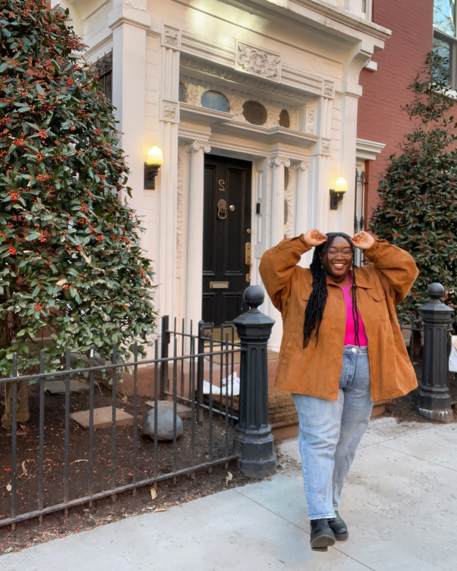 I love a pink and brown combination! This pink bodysuit from EXPRESS runs up to a size XXL. I am seen here wearing an XXL and it fits but feels snug. I do prefer a snug feeling however. The jeans are Ava Viv. I absolutely love this target brand. The jeans are so soft and stretchy and comfortable. They run true to size. The jacket was thrifted. It is oversized because I bought a men’s size jacket 3 to 4 sizes bigger than I am. I recommend doing the same if you would like a similar look. Lastly the boots are from Dr.Martens. They are kind of hard to find now but definitely an obsession of mine. If you can get your hands on one, get it.



#plussize
#oversized
#jacket
#bodysuit
#jeans

#LTKunder100 #LTKstyletip #LTKcurves