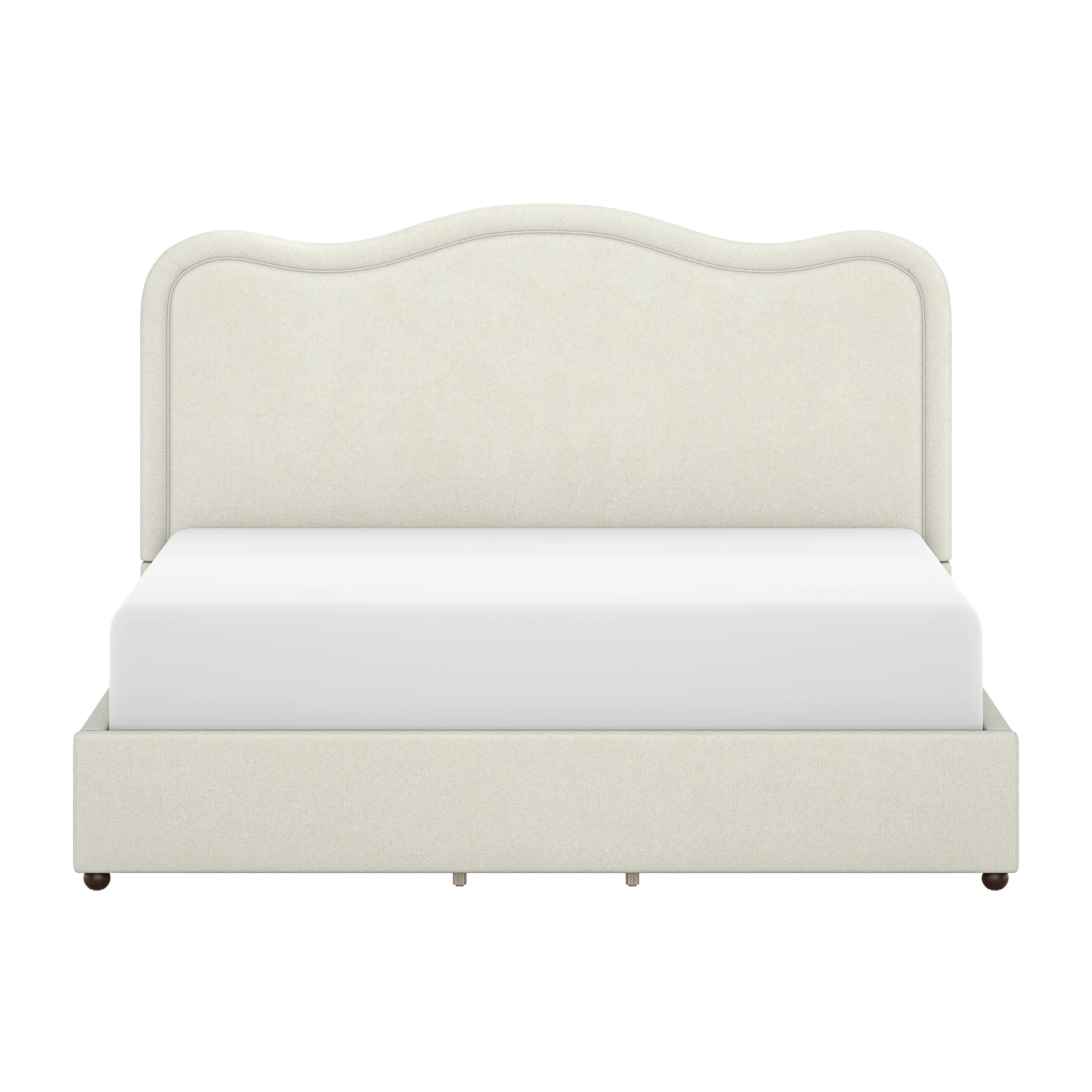 Azu Upholstered Scallop King Platform Bed, Cream | Birch Lane