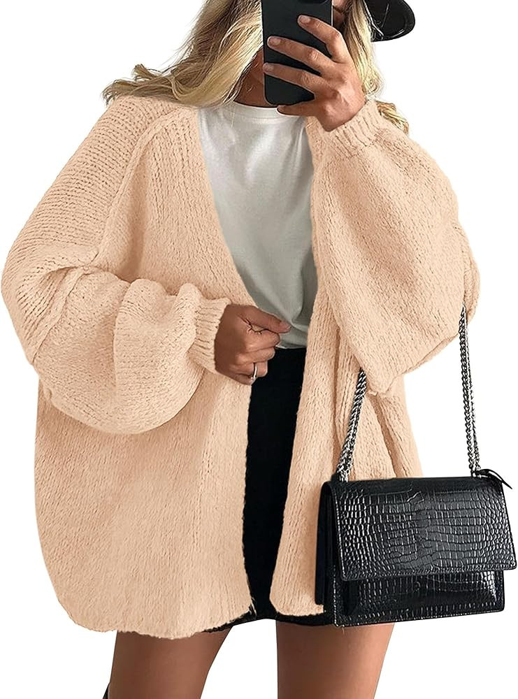 PRETTYGARDEN Womens Oversized Cardigan Sweaters 2026 Fall Long Lantern Sleeve Knit Open Front Lig... | Amazon (US)