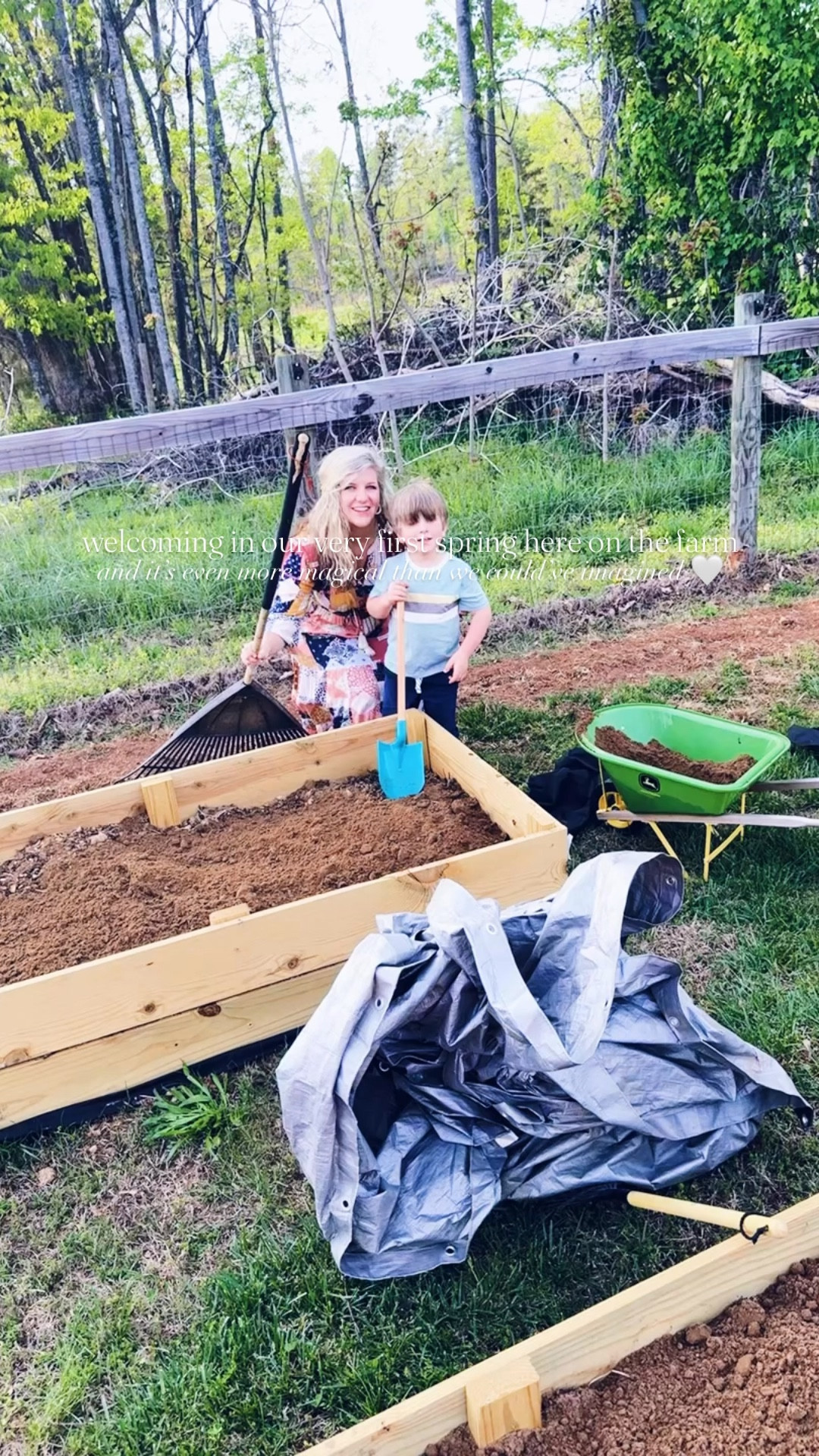 There truly is no place like H O M E and welcoming in our very first magical springtime here  o n  t h e  f a r m 🚜🌳🌼🫧🧺🐓🥚🪻🪴🪏🏡🌱☀️💐 #aprildays #firstspringonthefarm #dreamcometrue 

Spring has arrived 🌸 on the front porch!! 🪑💐🧺☀️ And went on the most beautiful walk this gorgeous wednesday on the dirt roads around the farm and pond and just were taking it all in! Judson said - “Mama, let’s do this walking loop every day!” 🥹🌳🌼🪿💭 #feelslikeadream #whataplace

Yesterday “mom and dad” 🤭 had a little “seed planting date” 🌱 out in the garden while the babies were napping 💤 late and today “Dada” came home from work with a truckload 🛻 of top soil 🤎 for the garden 🪴 beds (because it’s *almost* time to transplant our kitchen window 🪟 seedlings out to the raised beds, too!!) !! 🙌🏽 Andddd we even made a trip to @loweshomeimprovement for some deer 🦌 fencing 🩶 supplies 🪵 (& some trellises 🫶🏽 for our cucumbers 🥒, sweet peas 🫛 and beans 🫘 out here 🤭) that sweet @wesmabry is working on for mama!! 💪🏽 Goodness gracious I love this man who makes all of mama’s dreams 💭 come true!!! 🌼 It’s been so special getting to build our garden just how we always wanted it now that we are here on our forever farm 🚜 and home 🏡 - just the best feeling y’all!!! 🥹🥰

Hands in the dirt 🪴 and watching our garden 🪏 come to life to be ready to plant 🌱 soon makes this farm girl’s heart so happy!!! 🤩 I love this season of life so!!! 👶👶🏼🪴🌼🫶🏽🛻🌳🚜🧺🪻💐

#LTKKids #LTKmomlife #LTKdayinmylife