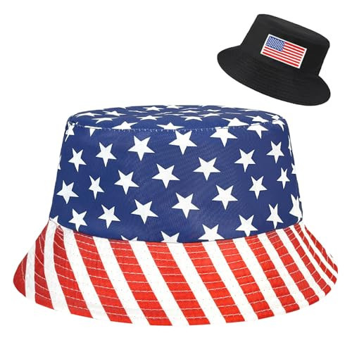 1Pcs American Flag Bucket Hat 4th of July Bucket Cap for Women Men Unisex Sun Cap Packable Outdoor Fisherman Hat Headwear 250th Anniversary World Cup | Amazon (US)