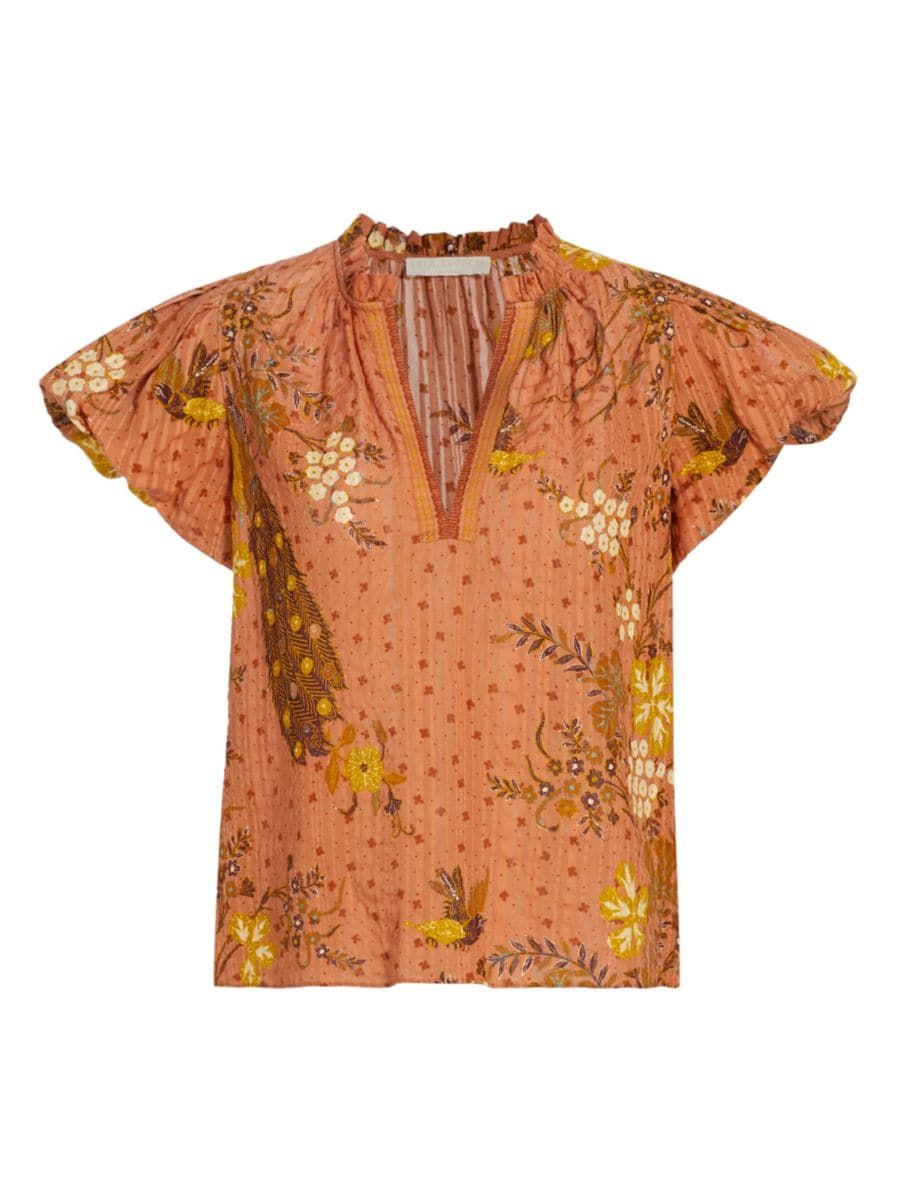 Kai Floral Puff-Sleeve Top | Saks Fifth Avenue