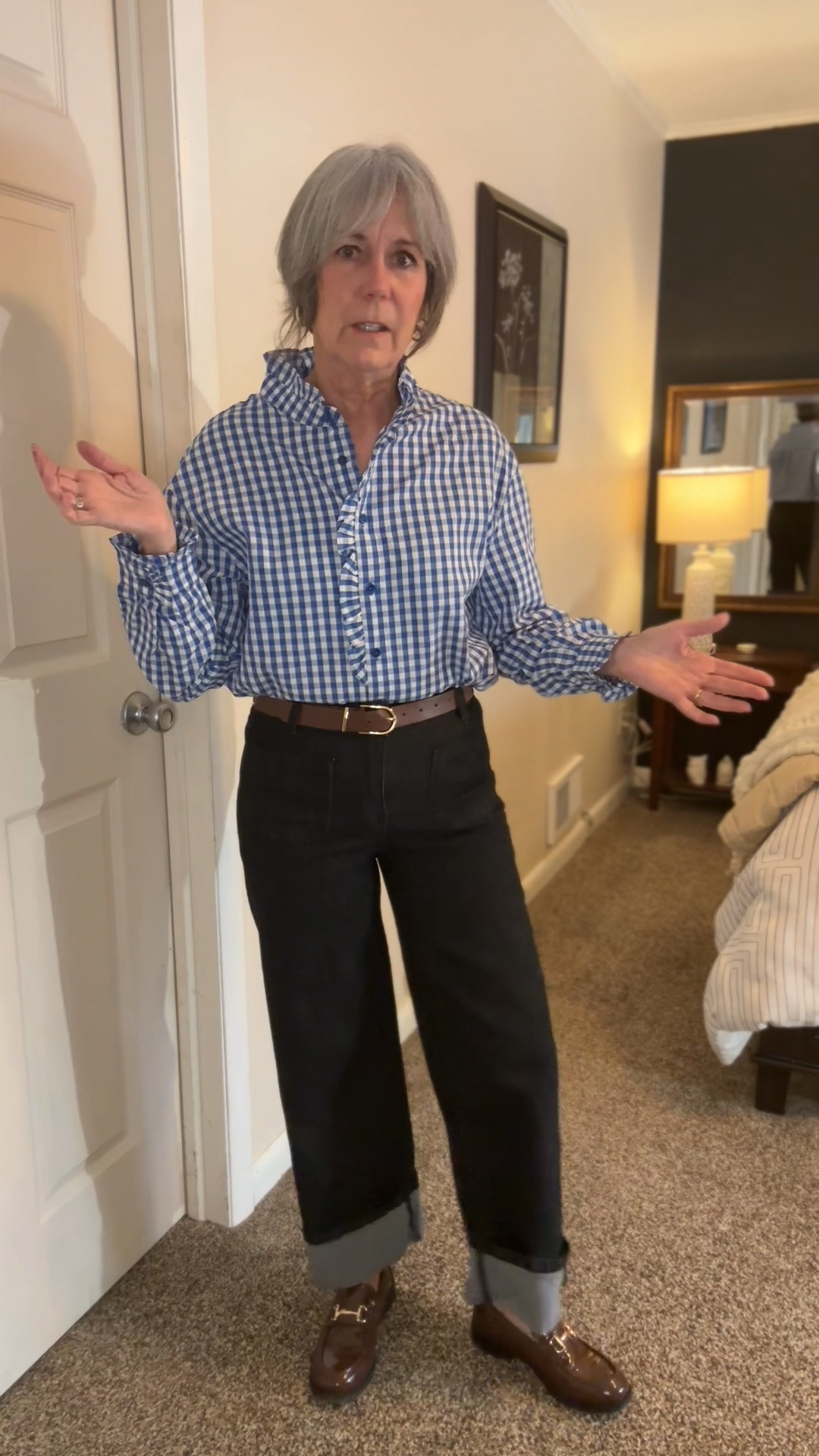 ‼️ SALE ALERT ‼️ my cuffed ankle  jeans are 33% off. Gingham shirt is also on sale. Wearing a 4 in the jeans and small in the shirt  



#LTKSeasonal #LTKOver40 #LTKSaleAlert