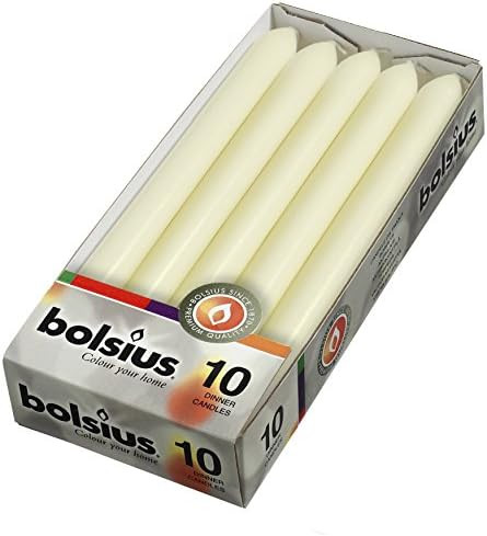 BOLSIUS Ivory Dinner Candles - 10 Pack Unscented 9 Inch Straight Taper Candle Set - 8 Hour Burn T... | Amazon (US)