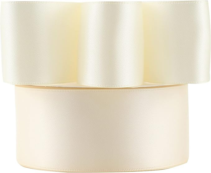 Mayreel Ivory Satin Ribbon 1-1/2 Inch Ivory Ribbon for Crafts Double Face Satin Ribbon for Gift W... | Amazon (US)