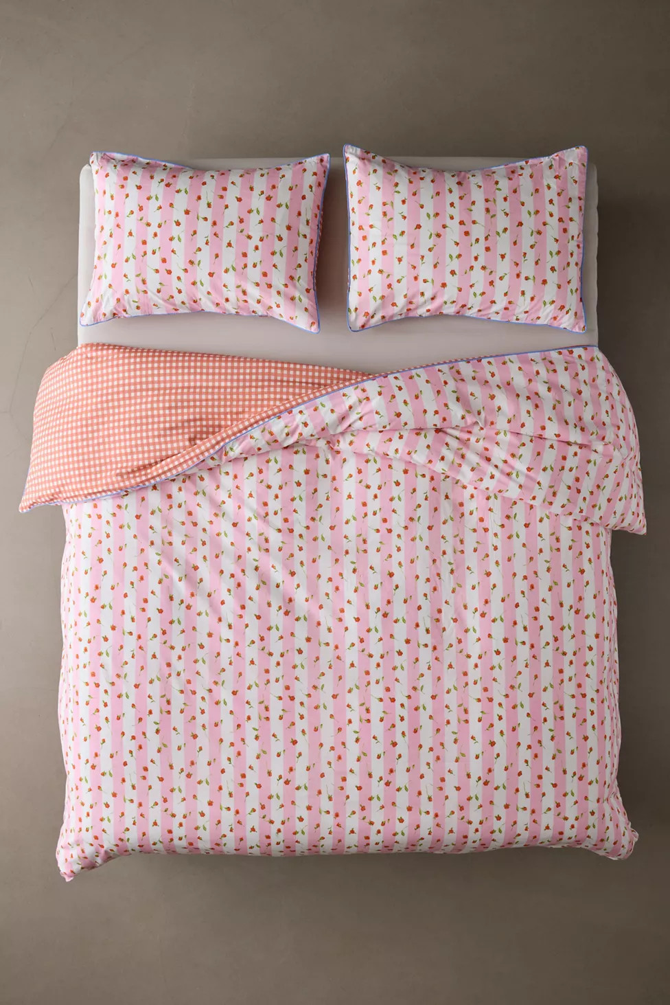 Gingham Rose Striped Reversible Duvet Cover | Urban Outfitters (US and RoW)
