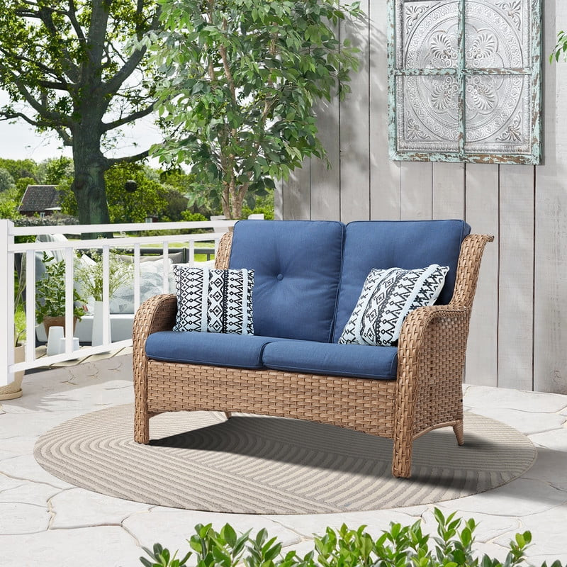 POCASSY 50" Wide Outdoor Wicker Loveseat With Cushions | Walmart (US)