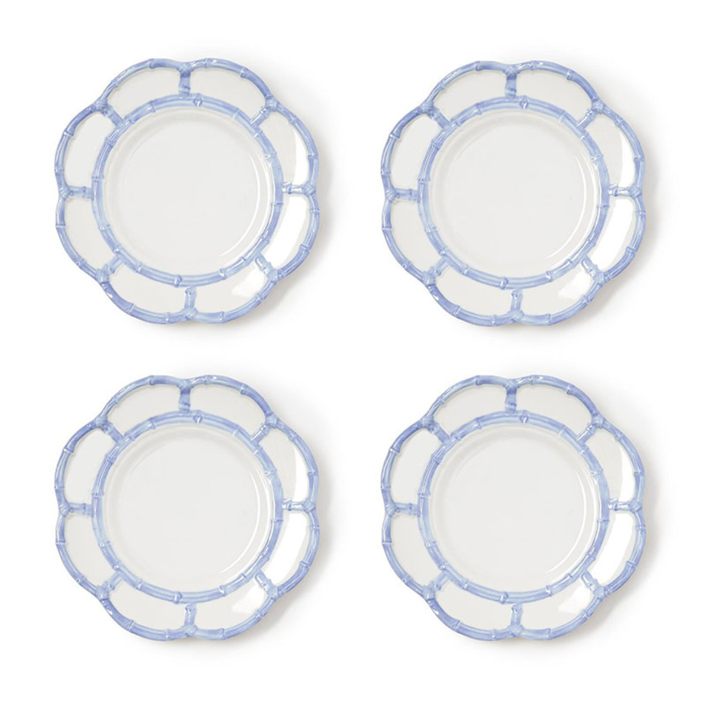 Faux Bamboo Border Melamine Salad Plates, Set of 4 - Light Blue | The Company Store