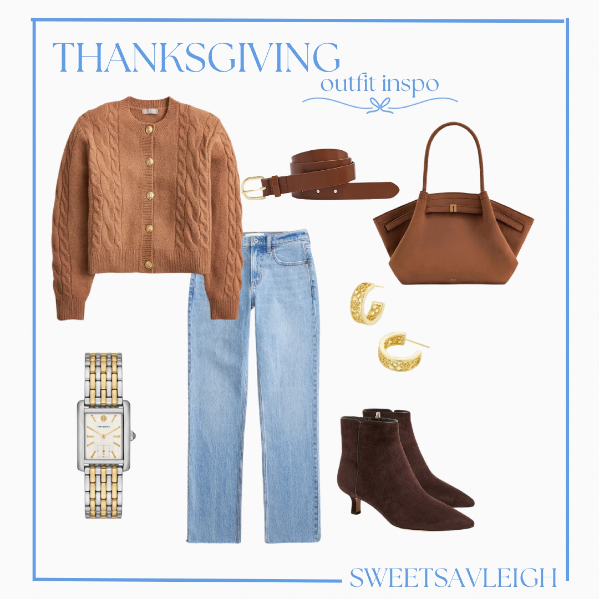 Thanksgiving outfit idea | cardigan, cable knit, straight jeans, fall handbag, suede handbag, suede boots, brown boots 

#LTKSeasonal #LTKStyleTip #LTKHoliday
