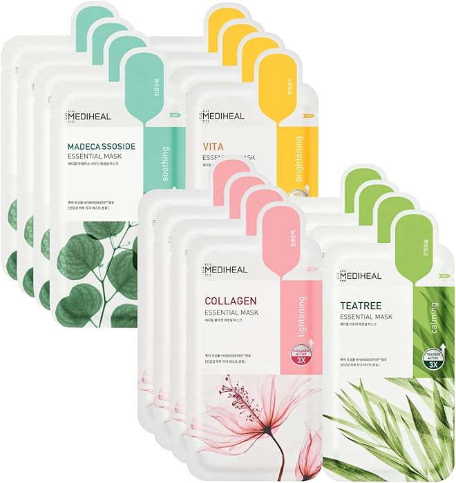 Mediheal Sheet Mask New Essential HERO 16 pack (Collagen, Tea Tree, Madecassoside, Vita) | Korean... | Amazon (US)