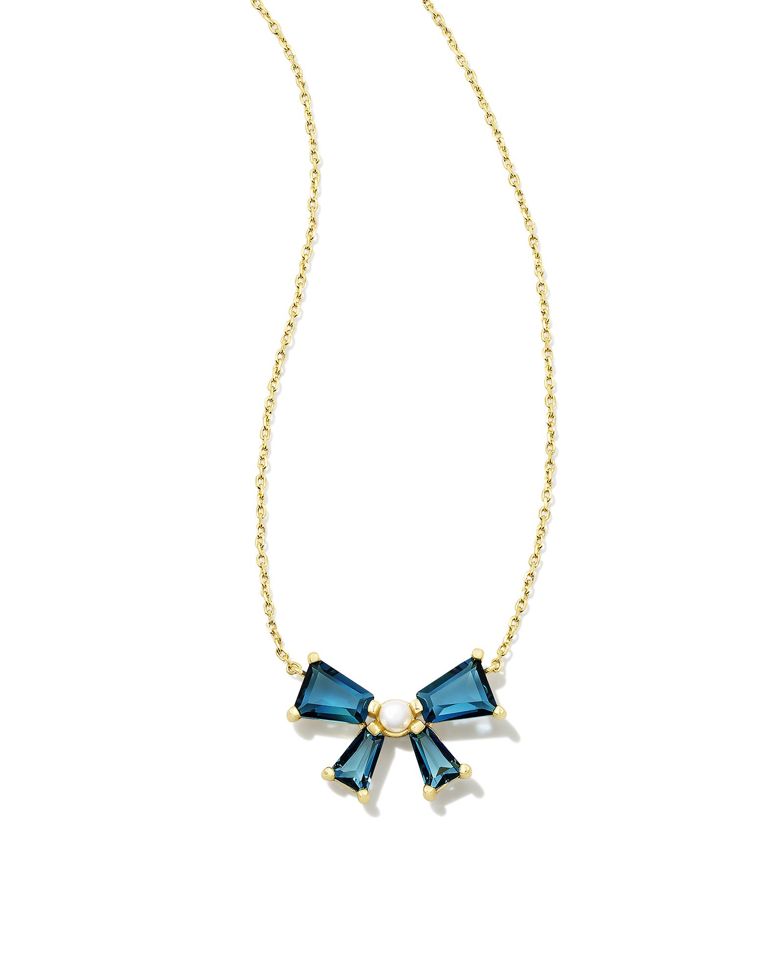 Blair Gold Bow Short Pendant Necklace in Teal Mix | Kendra Scott | Kendra Scott