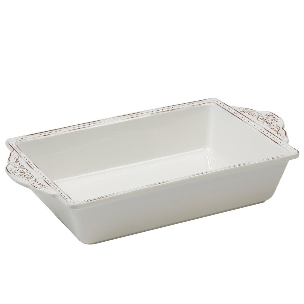 Certified International Terra Nova Ceramic Baking Pan 16.5"" x 9.5"" - White/Brown | Target