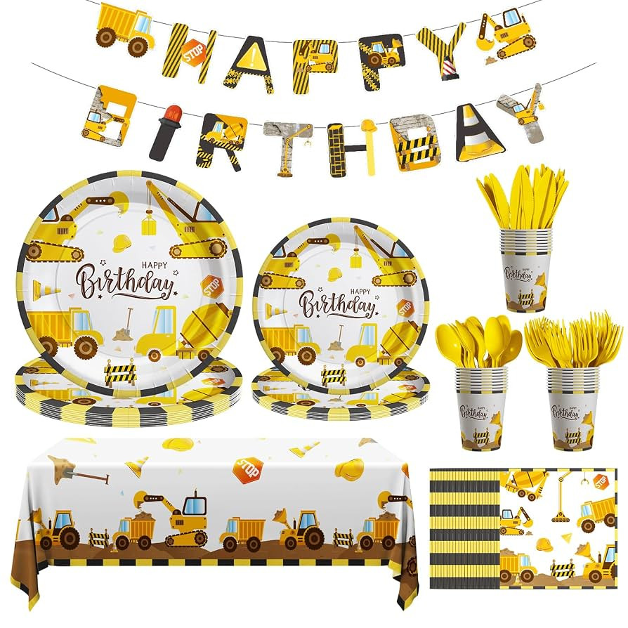 Construction Birthday Decorations, 170 Pcs Construction Birthday Party Supplies Including Banner,... | Amazon (US)