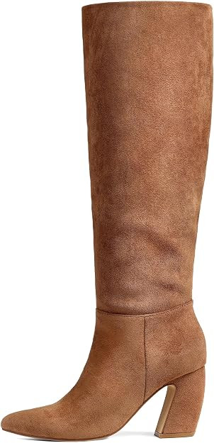 CYNLLIO Women's Suede Knee High Boots Tall Boots with 3.35" Chunky Heel | Amazon (US)