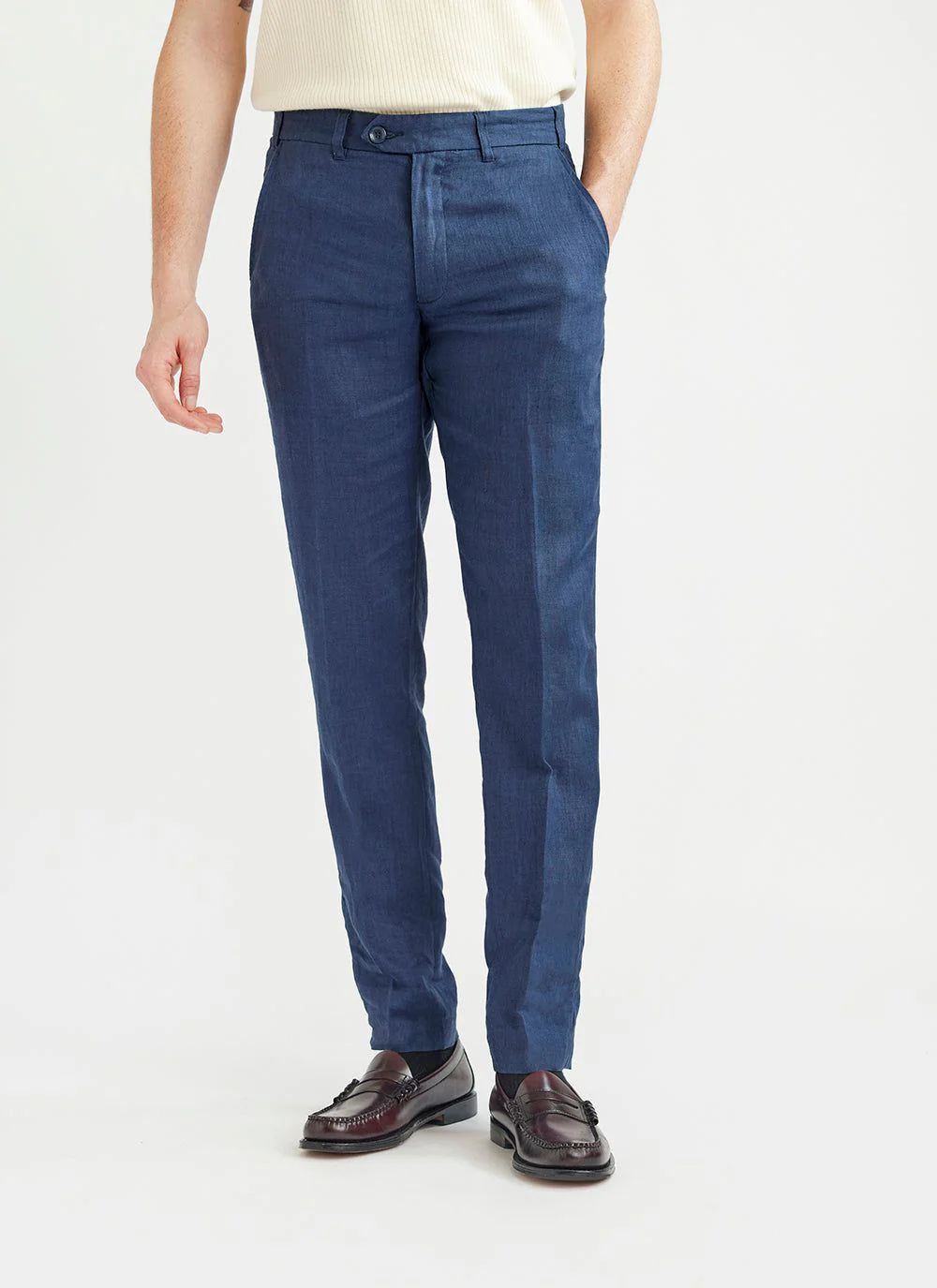 Tailored Linen Trousers | Royal Blue | Percival Menswear