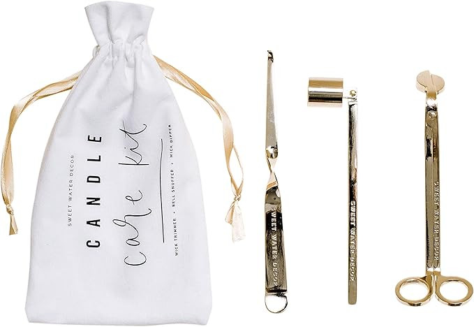 Sweet Water Decor Candle Care Kit | Golden Candle Accessory Set Includes Wick Trimmer, Wick Dippe... | Amazon (US)