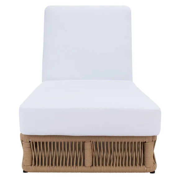 SAFAVIEH Gillian Outdoor Patio Sunlounger, Tan/White | Walmart (US)