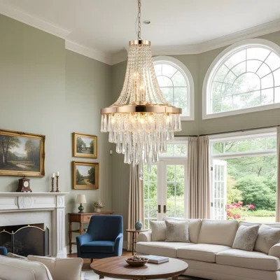 20-inch modern crystal chandelier (gold finish) — 11-light tiered design chandelier, suitable for dining rooms, living rooms, or entryways (bulbs not | Wayfair North America