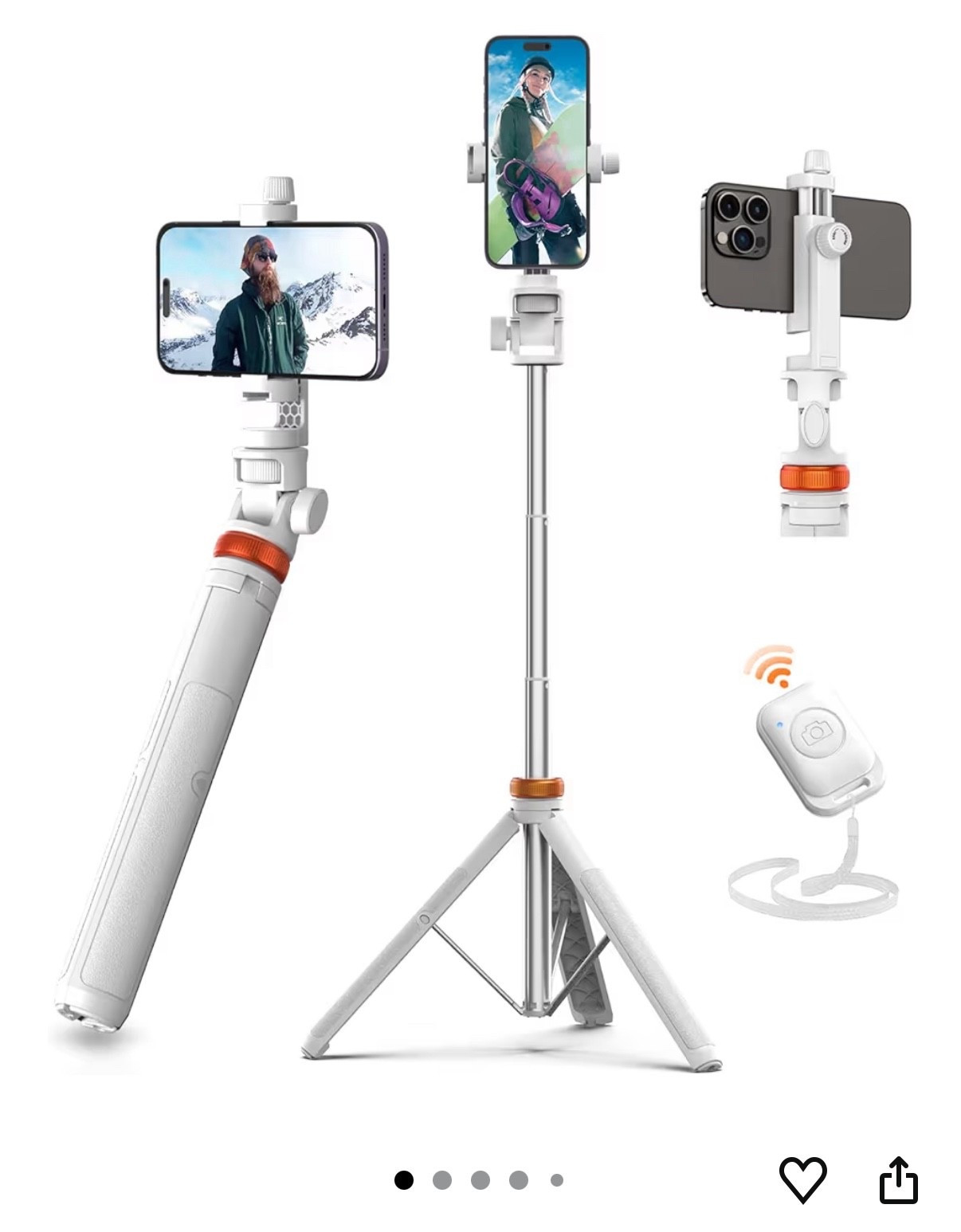 EUCOS 62" Tripod for iPhone, Sturdy Selfie Stick Tripod with Remote & Lightweight Phone Stand, Solidest Portable Cell Phone Tripod, Compatible iPhone Pro Max/Android [White]
#1 Best Seller
in Selfie Sticks