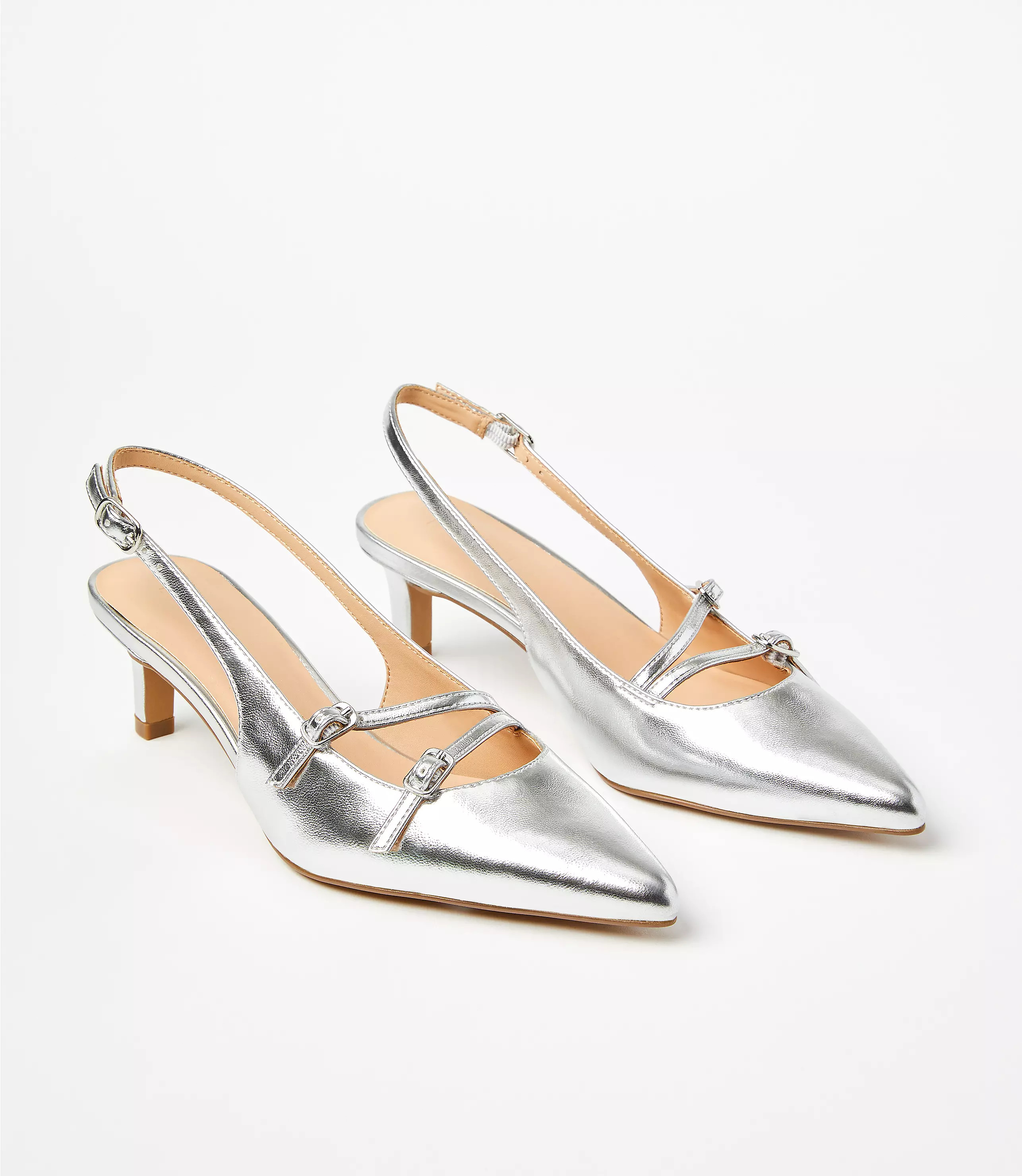 Buckle Strappy Slingback Pumps | LOFT