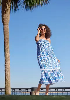 Crown & Ivy™ Sewing Down South x Crown & Ivy™ Taylor Printed Maxi Dress with Beaded Tassels | Belk
