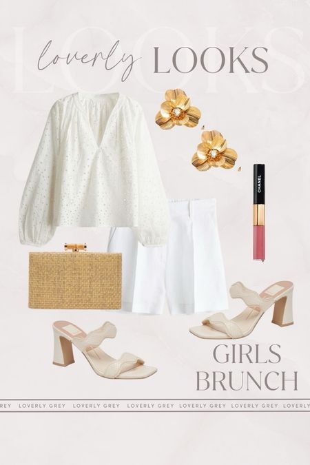 Loverly Grey brunch outfit idea. This eyelet top and raffia clutch are perfect for spring. 

#LTKbeauty #LTKstyletip #LTKSeasonal