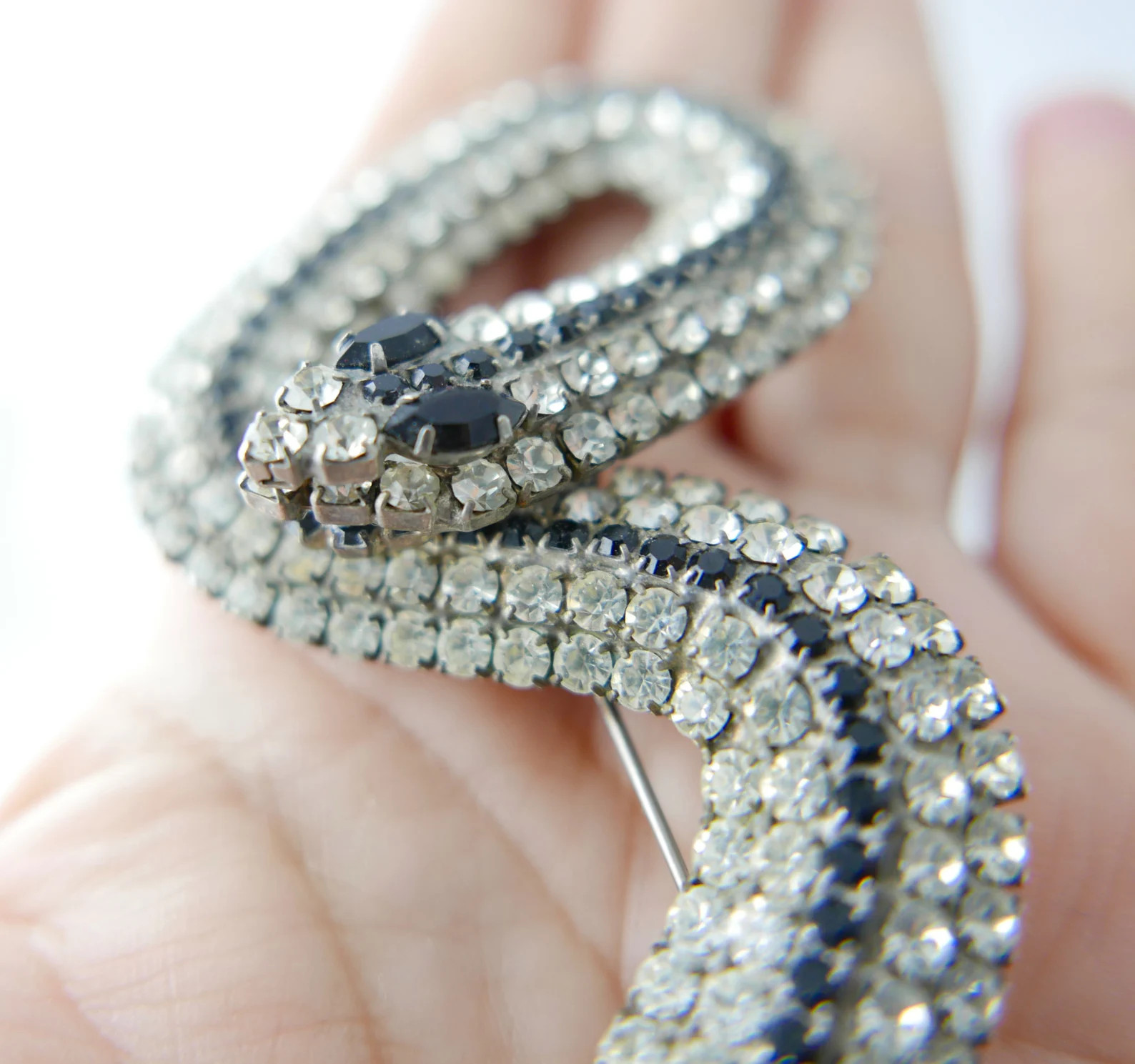 HUGE Vintage Snake Statement Rhinestone Brooch - Etsy | Etsy (US)