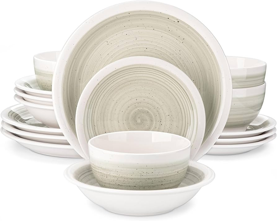 vancasso Ori Dinner Set for 4, Stoneware Dinner Sets Handpainted Tableware, 16-Piece Beige Dinner... | Amazon (UK)