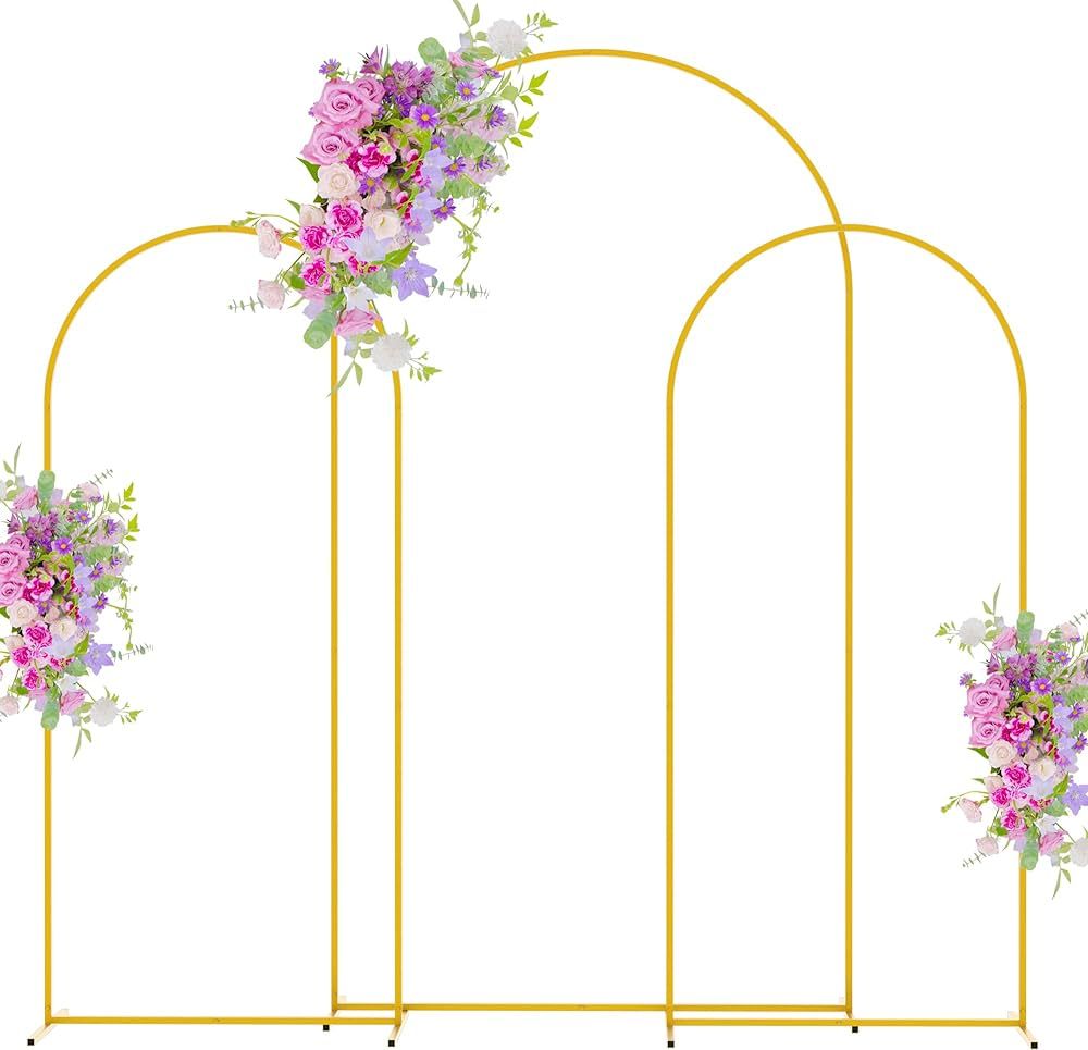 Asee'm Arch Backdrop Stand Set of 3 Gold Metal Arched Frame (7.2FT, 6FT, 6FT) for Wedding Parties... | Amazon (US)