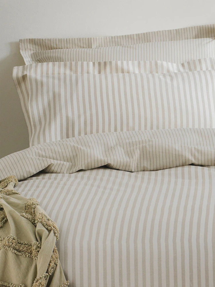 Buy Yard Natural Hebden Striped Cotton Duvet Cover and Pillowcase Set from Next United Arab Emira... | Next UAE