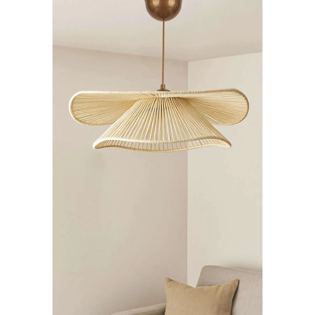 Elegant Adjustable Chandelier, Cream Plastic Body, Ø19.7 x 6.7 inches | Macrame Cap, Height: 7.1... | Wayfair North America