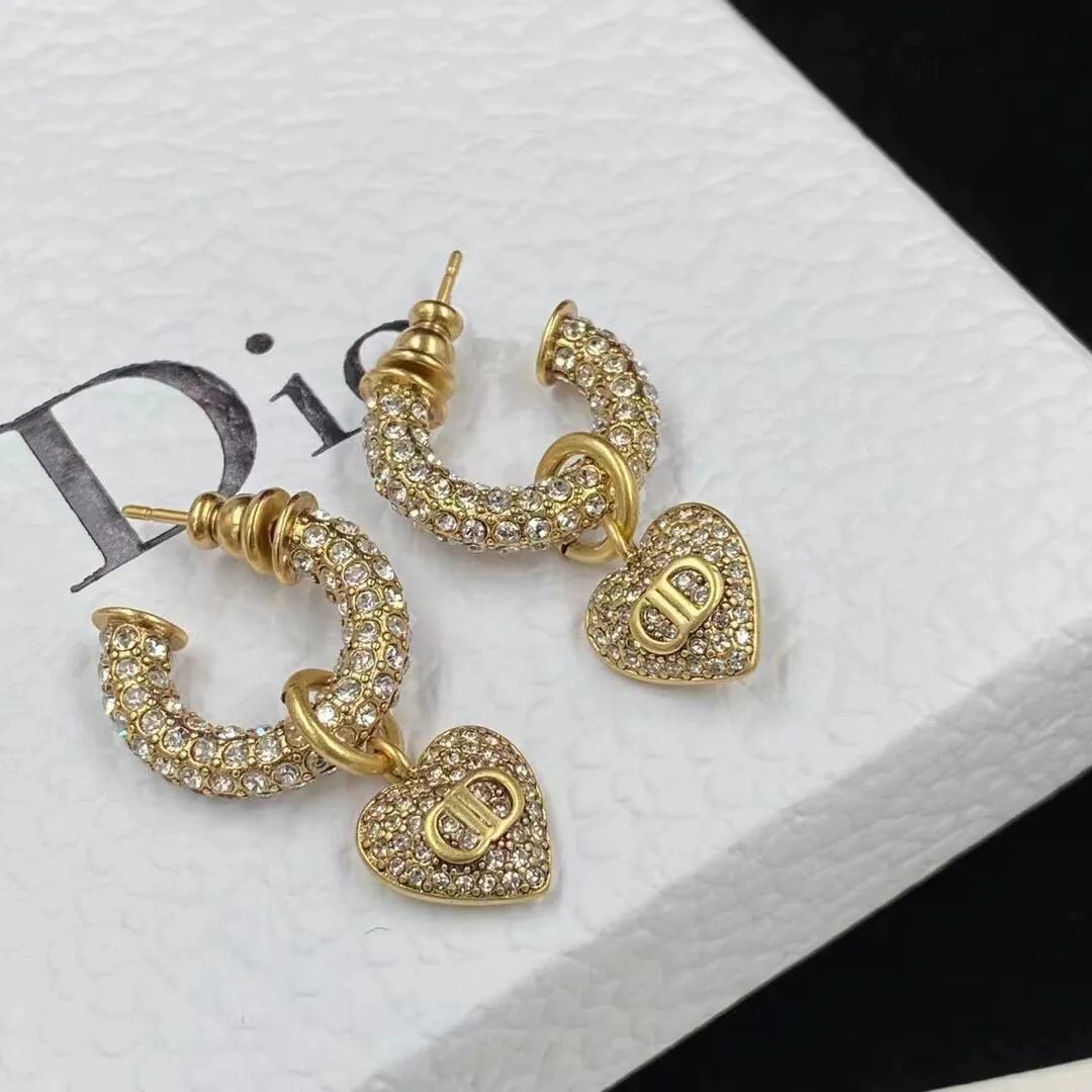 Charm Earring Classic Style Women Heart Studs Cute Size Luxury Letter Stainless Steel Earrings We... | DHGate