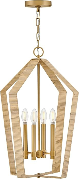 Lark Sammi Large Pendant Light - Chain Hung, Classic, Rattan-Wrapped - Lacquered Brass Finish | Amazon (US)