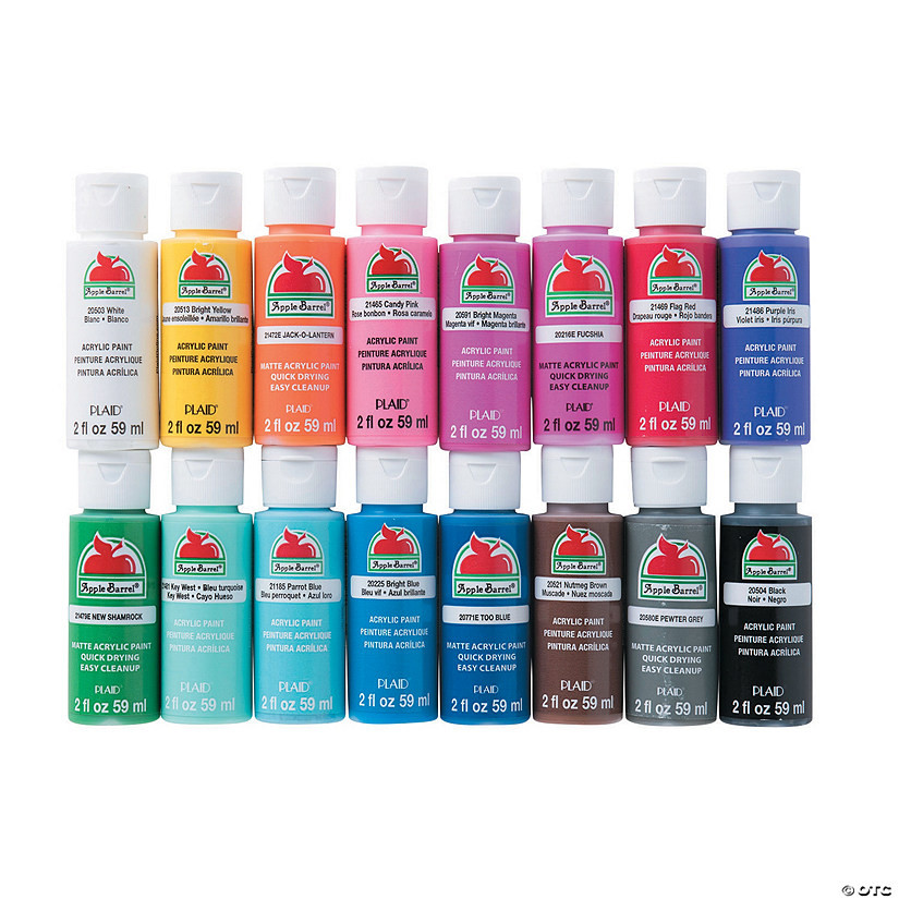 2 oz. 16-Color Apple Barrel® Acrylic Paint Bottle Supply Pack | Oriental Trading Company