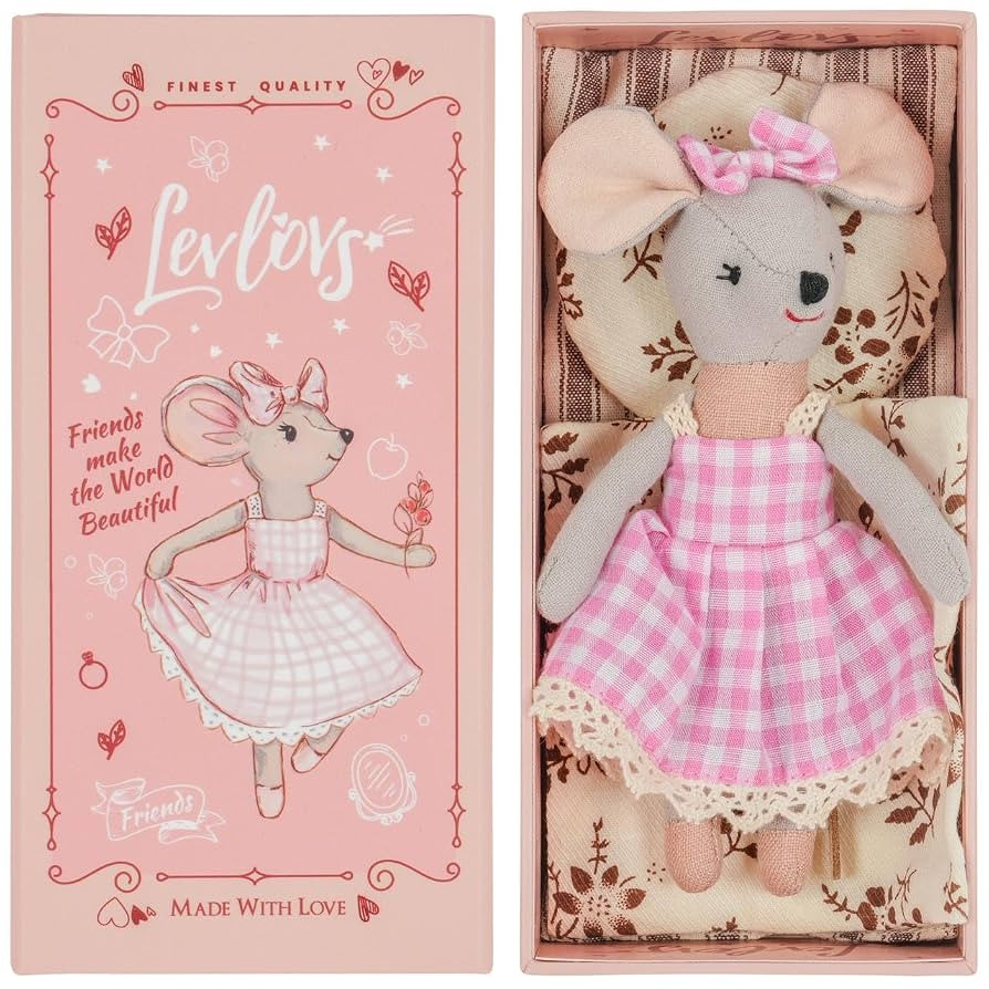 LEVLOVS Mouse in a Box, Pure Cotton Mouse rag Doll | Amazon (US)