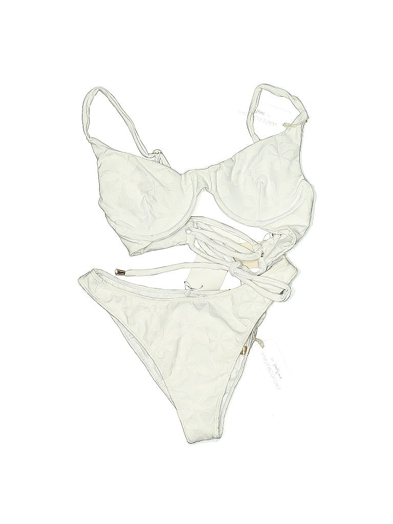 WATERCOLORS by Kenny Flowers Two Piece Swimsuit: Ivory Floral Swimwear - Size Medium | ThredUp