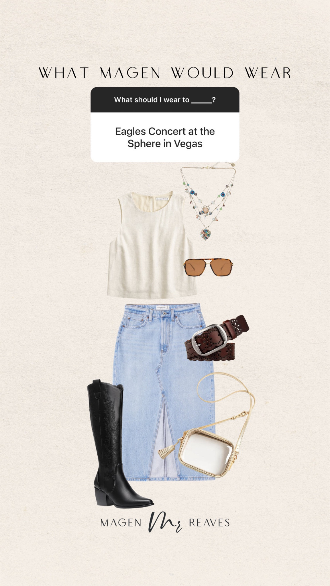 What I would wear to an Eagles concert at the Sphere in Vegas!

eagles concert outfit, vegas outfit, women’s fashion, 70s outfit inspo, styling tip 

#LTKSeasonal #LTKStyleTip