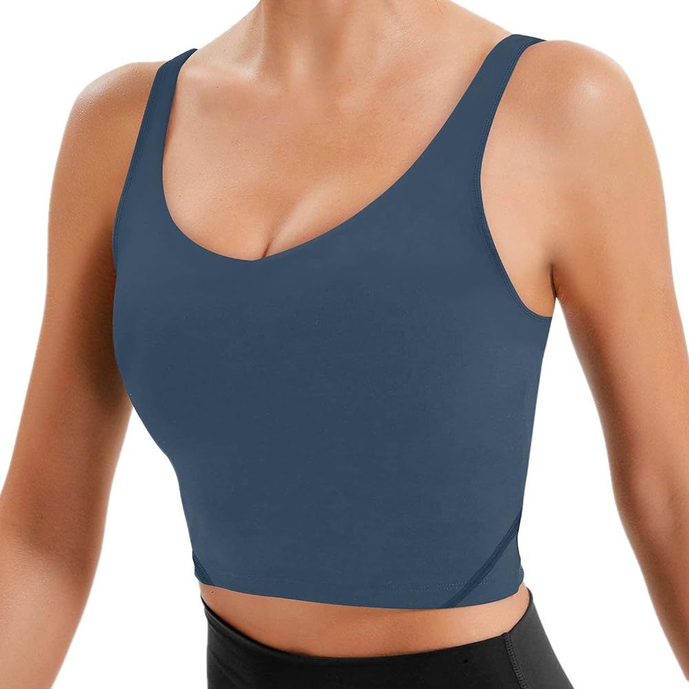 XIEERDUO Longline Sport Bra for Women Crop Tank Top Padded Workout Running Yoga | Amazon (US)