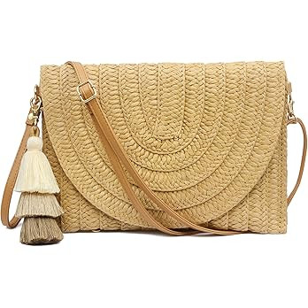 Aovtero Straw Clutch Purse Women Crossbody Bag Summer Beach Shoulder Bags Envelope Wallet Handbag... | Amazon (US)