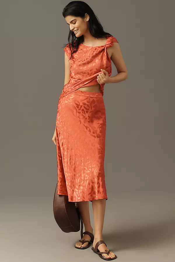 Farm Rio Jacquard Leopard Midi Skirt | Anthropologie (US)