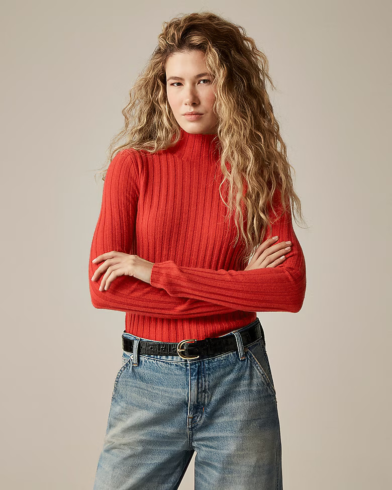Wide-rib cashmere turtleneck sweater | J. Crew US