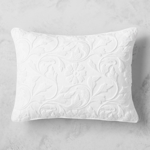 Heritage Linen Embroidered Pillow, 12"" X 16"", White | Williams-Sonoma