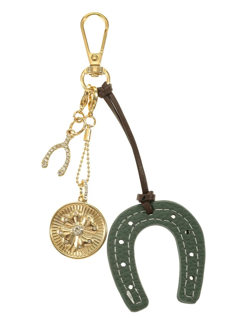 Time and Tru Goldtone and Faux Leather Horseshoe Bag Charm, Green, 1 Piece | Walmart (US)