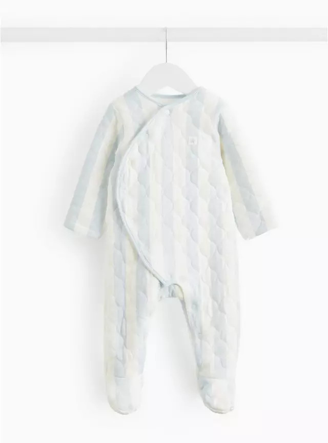 Blue Stripe Print Quilted 2.5 Tog Sleepsuit  Newborn | Tu Clothing