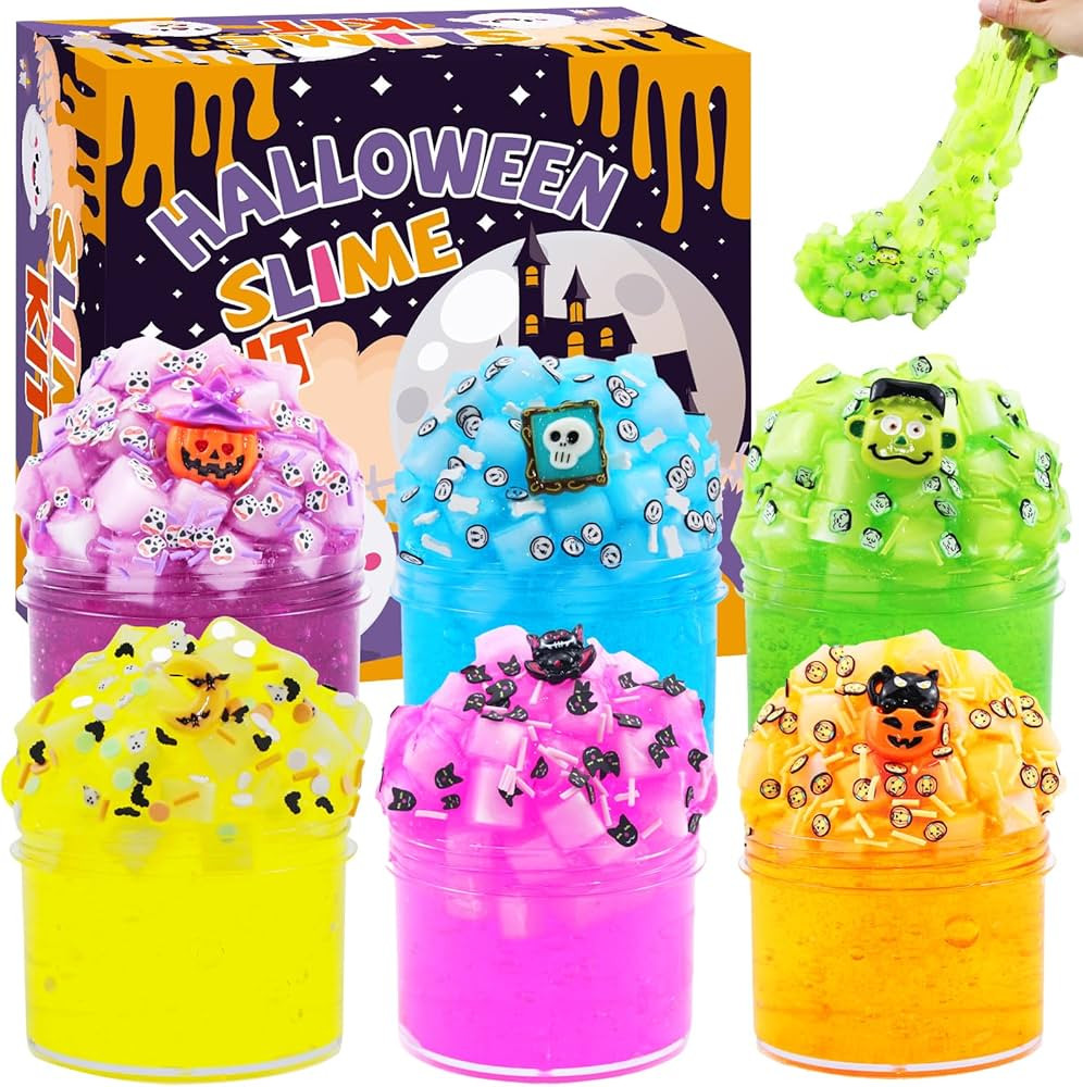 6 Packs Halloween Crystal Slime Clear Slime Kit for Girls Boys Ages 8-12, Non Sticky Fluffy Slime... | Amazon (US)