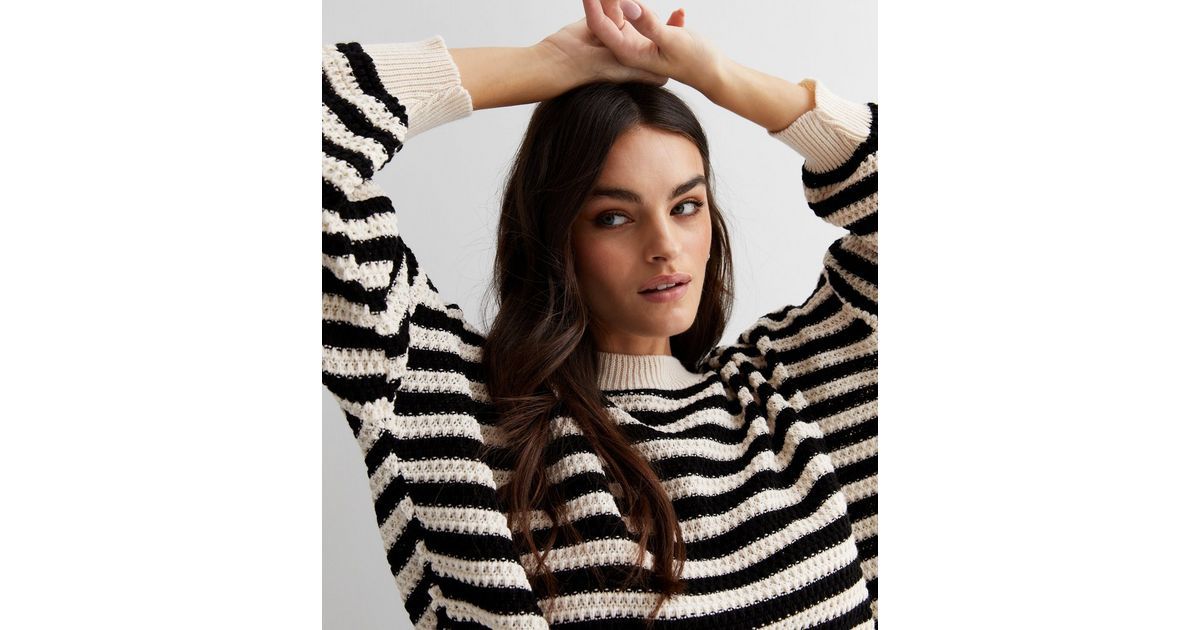 Cameo Rose White Stripe Knit Crew Neck Oversized Jumper
						
						Add to Saved Items
						Rem... | New Look (UK)