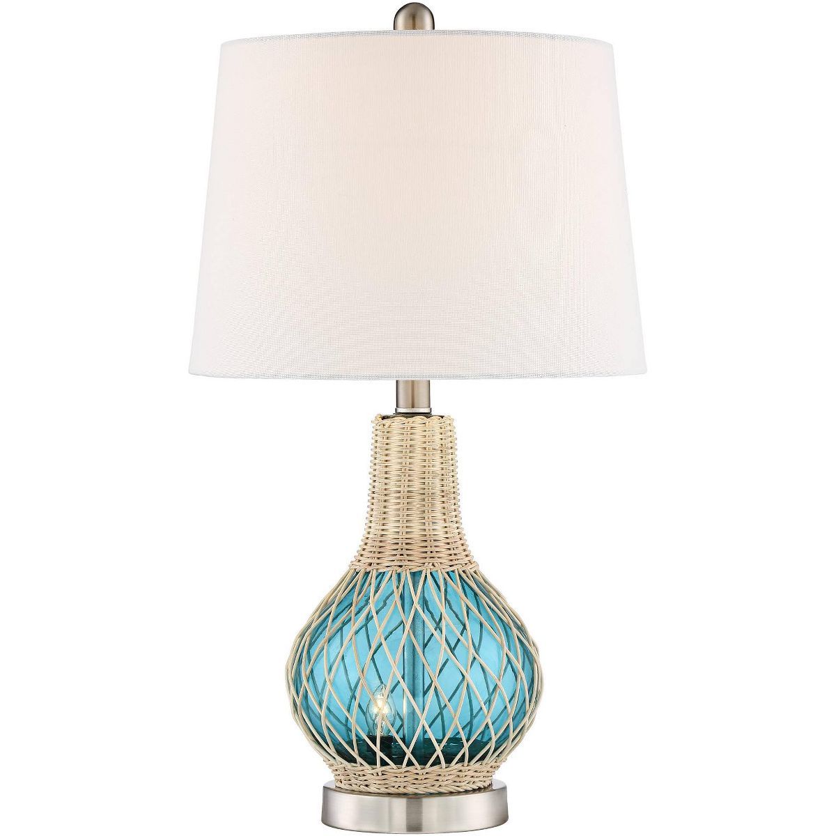 360 Lighting Alana Coastal Accent Table Lamp 22 3/4" High Rope Blue Glass Gourd with Nightlight L... | Target